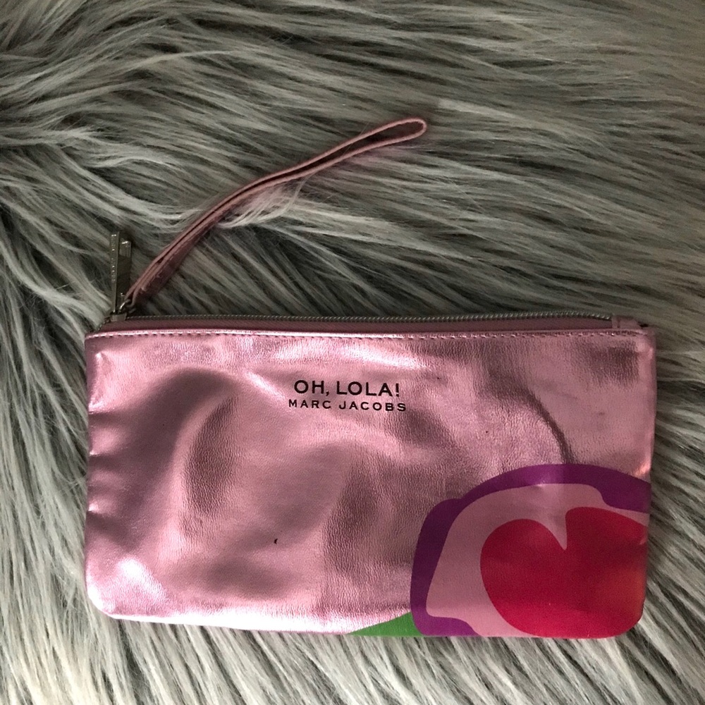 Marc Jacobs Pink Metallic Make Up Brush Bag Wristlet